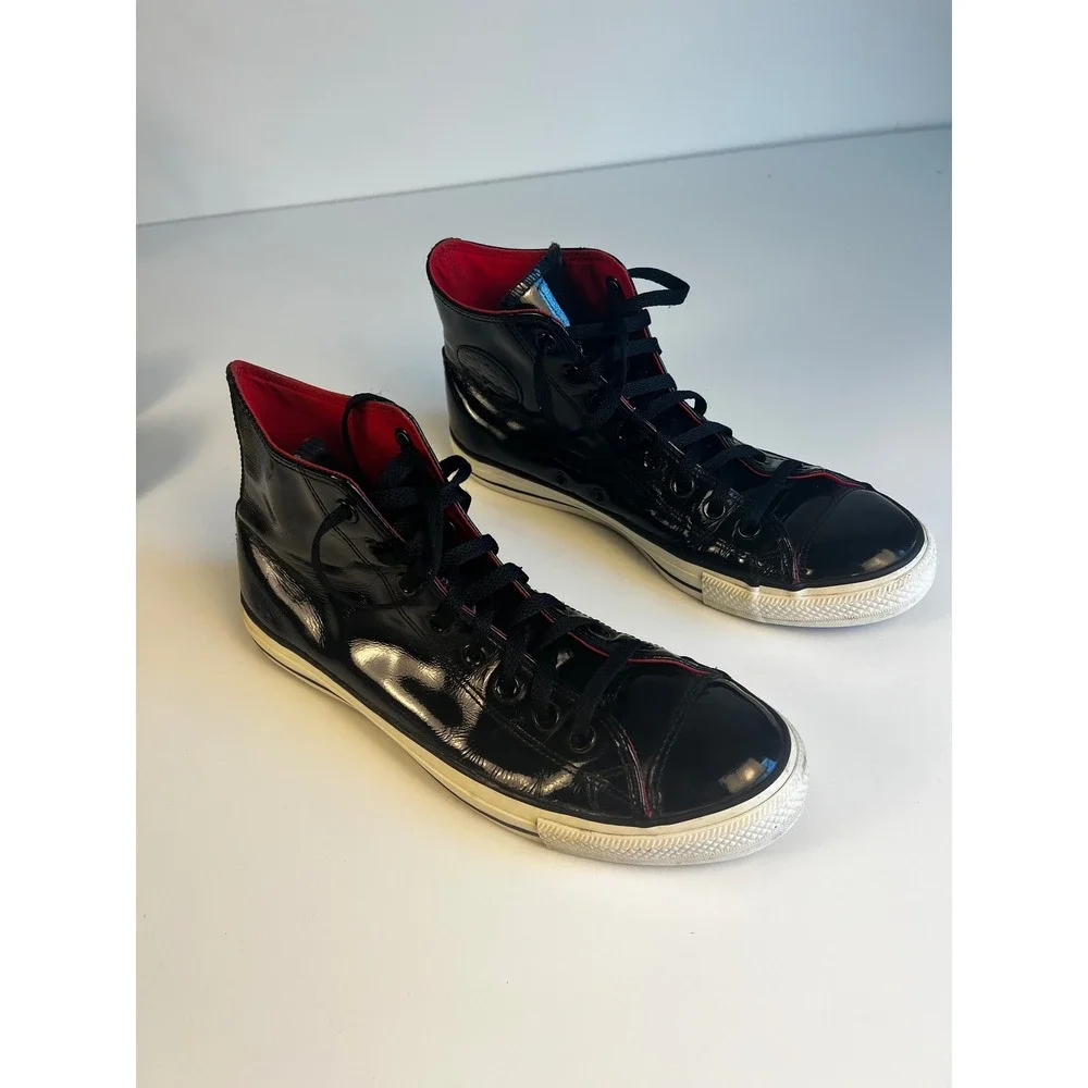 Converse All Star High‎ Top Black Patent Leather Sneakers Sz M 10 W 12